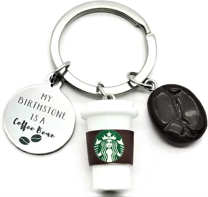 Coffee Keychain Coffee Bean Keyring Coffee Charm Coffee Beans Charm