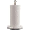 Paper Towel Holder with Sturdy Marble Base, Freestanding Paper Towel Holder Countertop, One-Handed Use, No Wobbly (Brushed Nickel)