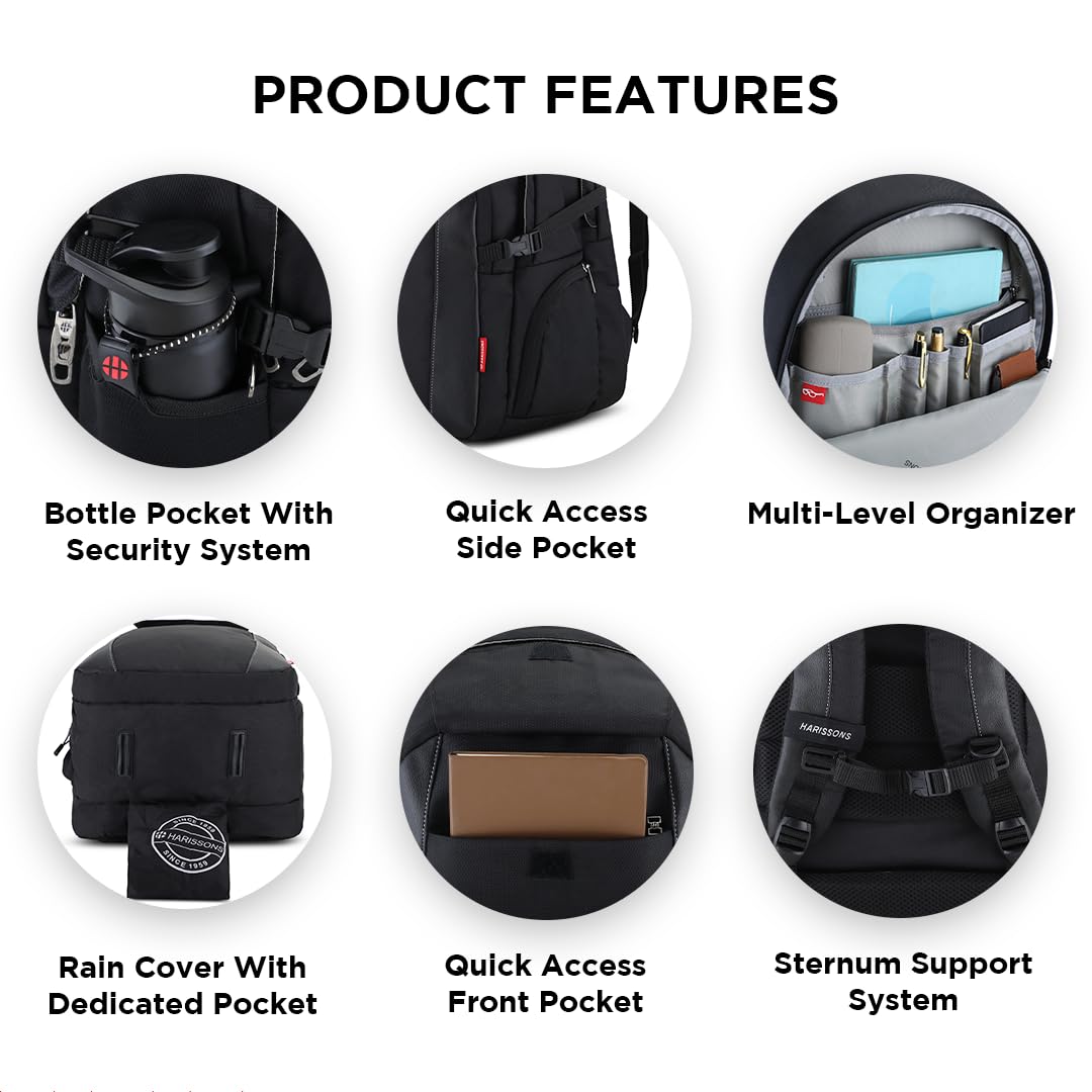 HARISSONS Rebel 15.6" inch Professional Laptop Backpacks for Men, Women (Black, 47 Ltrs) 4