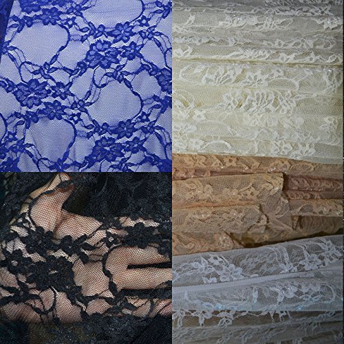 FLORAL STRETCH LACE FABRIC 54"/56" WIDE BY THE YARD - BLACK