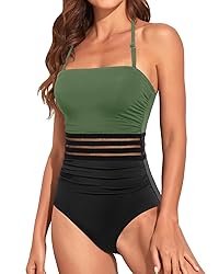 Holipick Women Olive Green and Black One Piece