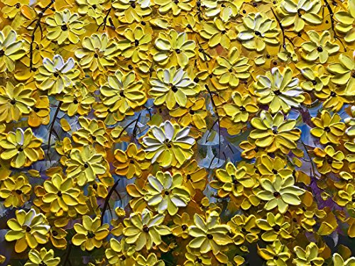 V-inspire Art, 24X48 Inch Oil Paintings on Canvas Brilliant Flowers Art 100% Hand-Painted Abstract Artwork Floral Wall Art For livingroom Bedroom Dinning Room Decorative Pictures Home Decor