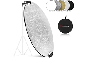 Wellmaking 32Inches/80cm Photography Light Reflector, Portable Foldable 5 in 1 Diffuser Reflectors with Bag & tilt Adapter fo