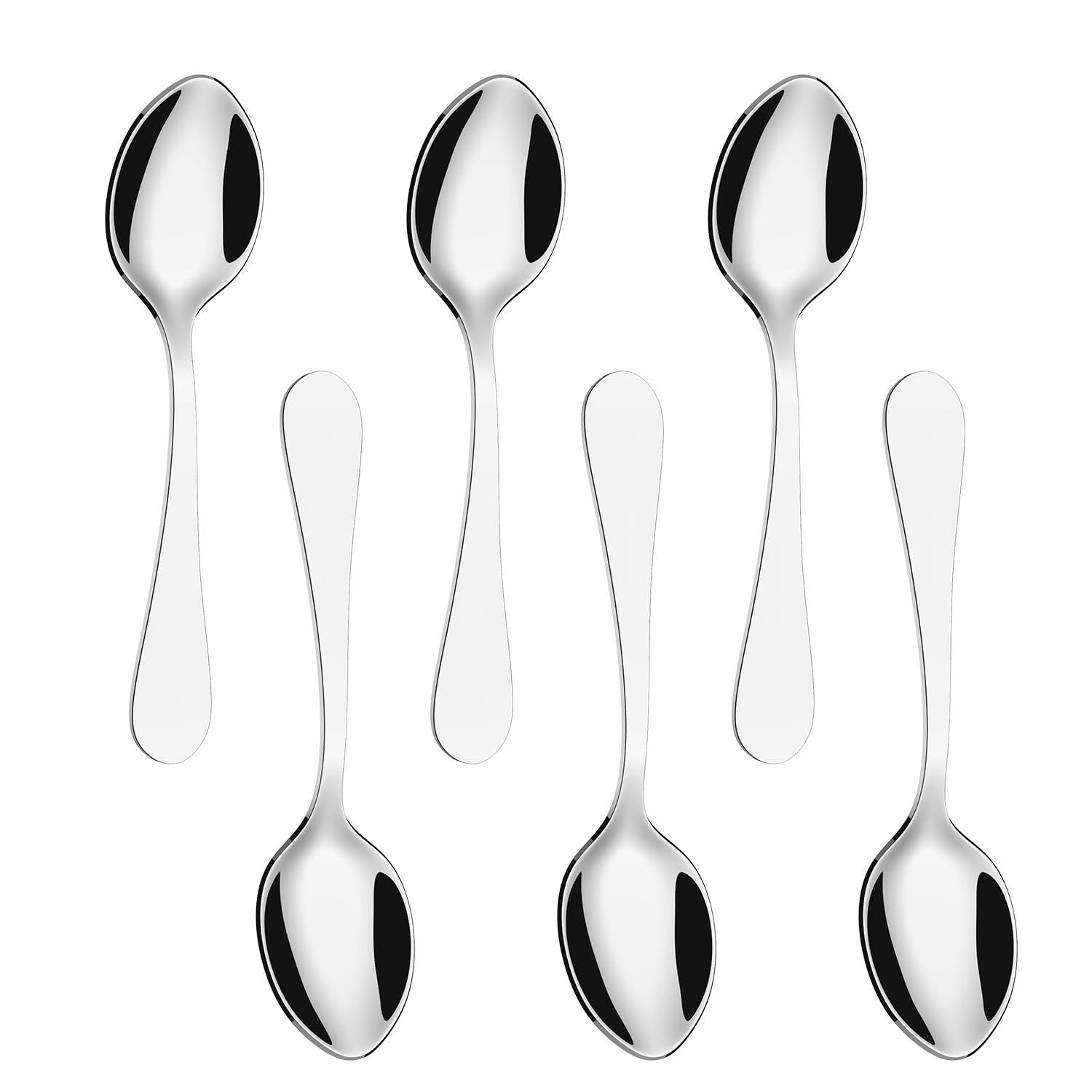 Vinsani Tea Spoons, Set of 6 Stainless Steel Teaspoons, Coffee Tea Dessert Silverware Flatware Ideal for Latte Coffee, Espresso, Hot Chocolate, Desserts & Ice Cream– 14cm / 5.5 inch (Silver)