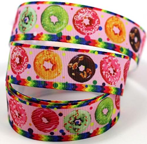 mdribbons 7/8" 50Yds/Roll Donut Print Ribbon-For DIY Crafts Cheer Hair Bows Hair Clip Making,Home Party Decor Design 3