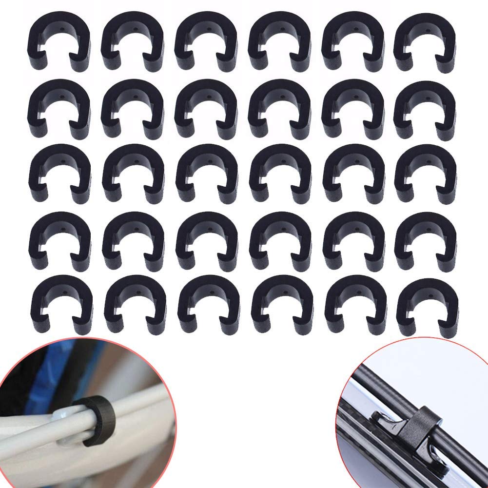 Luckycivia 100 PCS Black Bicycle C-Clips Clamps, Road Bicycle Mountain Bike C Clips Housing Hose Guide Clamps, for Brake Derailleur Shift Cables