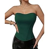 Lingt Chic Women's Strapless Corset Top Fishbone Boning Padded Bust Bustier with Adjustable Zipper Body Shaping Tube Top