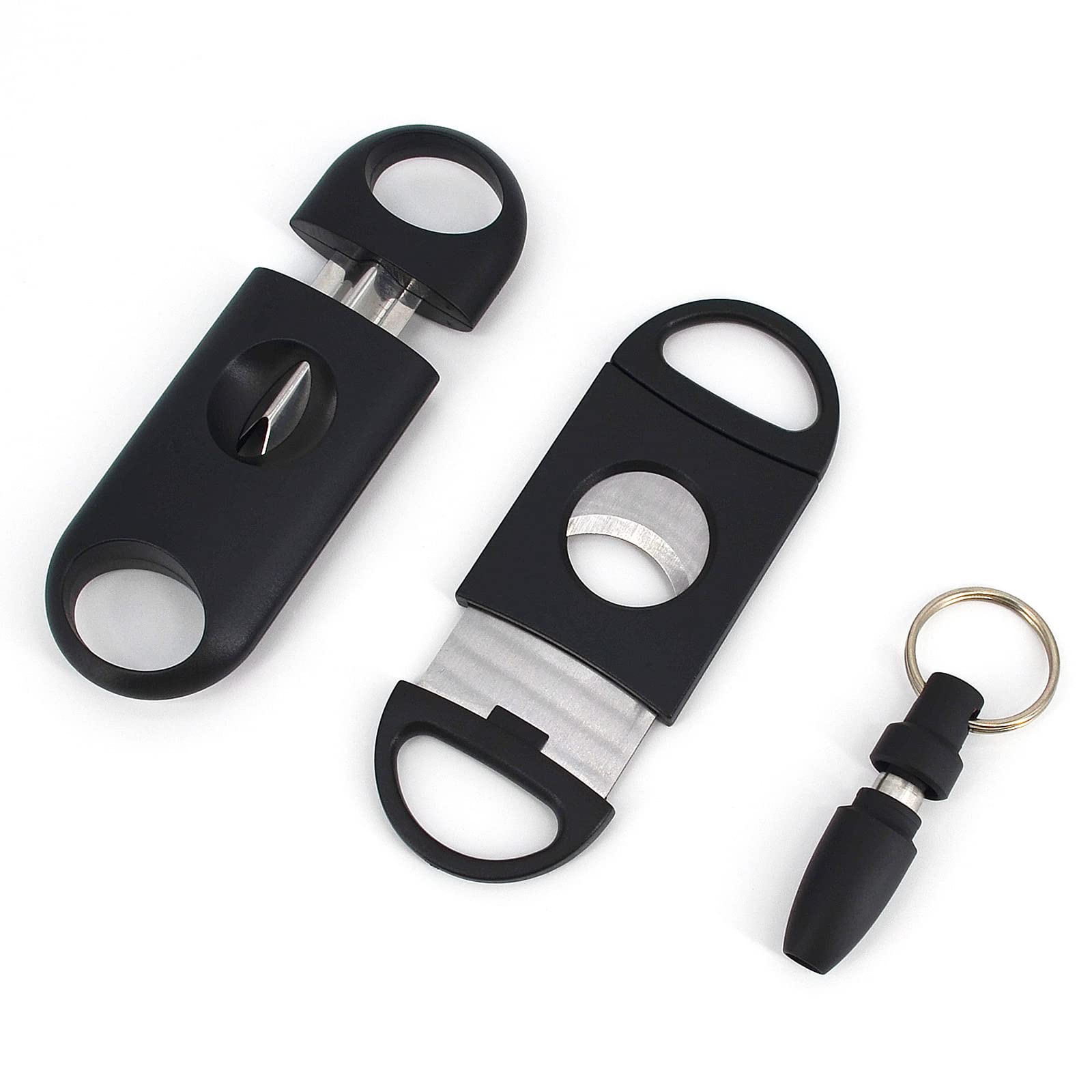 Cigar Cutter Combo Include Cigar Cutter, V Type Cigar Cutter and Cigar Punch Stainless Steel Material Double Blade Cigar Cutter
