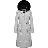MOERDENG Women's Long Winter Puffer Coat Waterproof Warm Maxi Down Jacket Faux Fur Removable Hood Parka