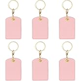 PATIKIL 6pcs Leather Keychain Blanks,70mm Sublimation Keychain Blanks PU Leather Key Chain Keyring with Rings
