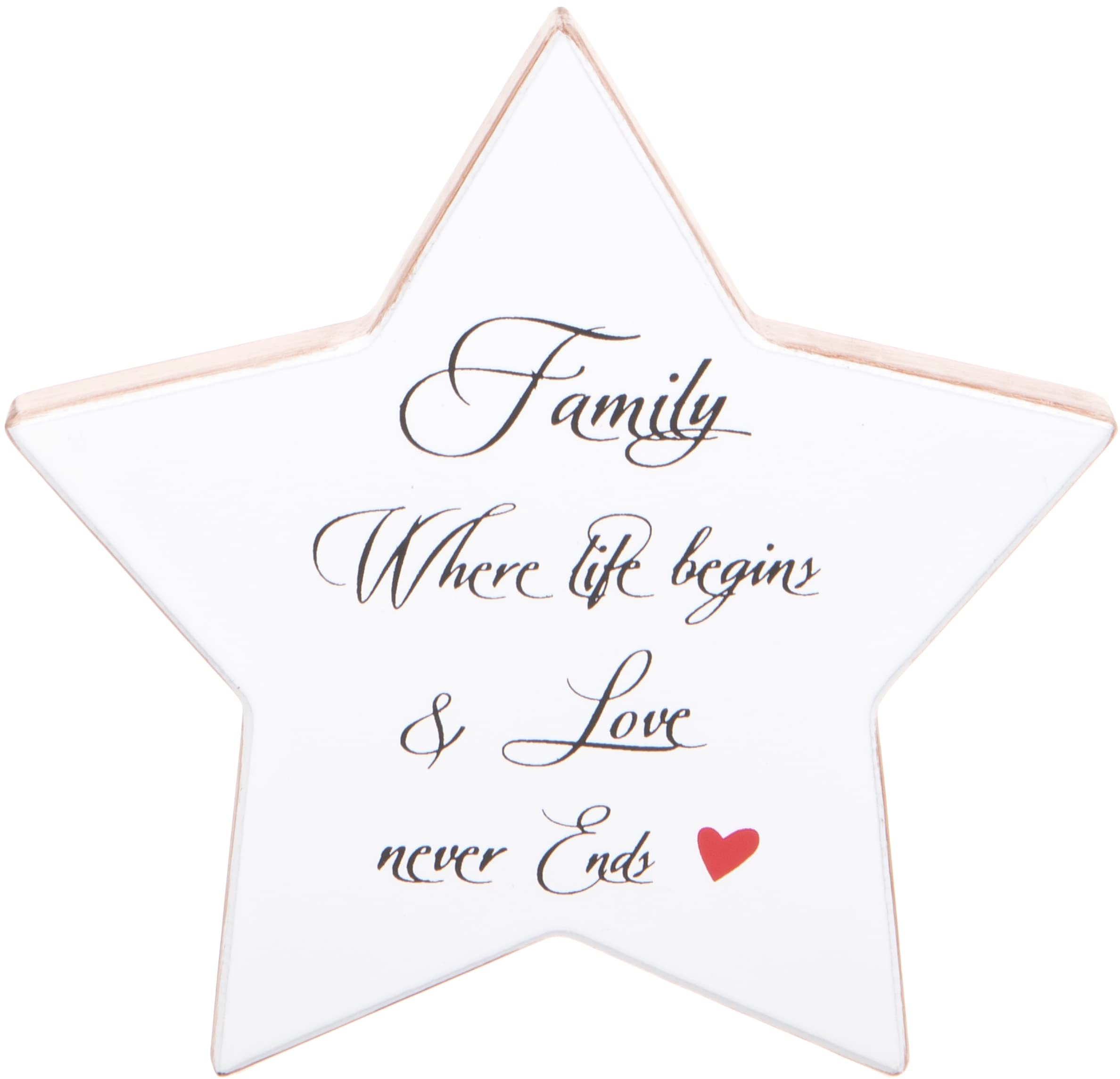 Family Star Shaped Gift Plaque, 16x16cm, White Wood Home Ornament Sentimental Verse