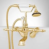 Signature Hardware 402572 Tub Wall Mounted Tub Filler Faucet with Lever Handles - Includes Hand Shower, Valve Included - Poli