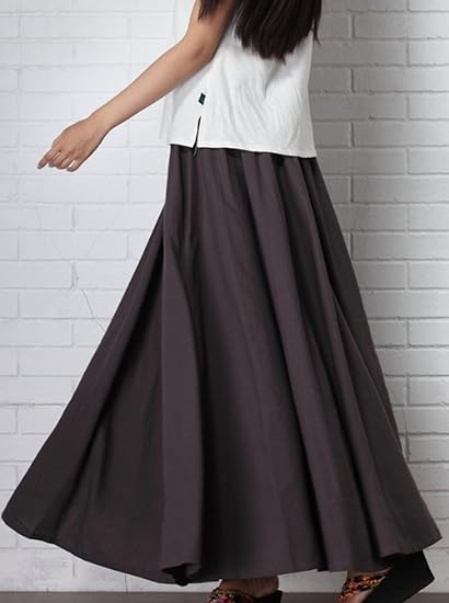 Amazon スカート レディース マキシ ロングスカート 麻 シンプル オシャレ 秋服 冬服 デート 無地 ボトムス マキシ丈 ロング丈 ロング スカート 通販