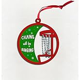 Wooden Disc Golf Christmas Ornament with Chain, Disc Golf Ornaments Xmas Home Hanging Decorations, Disc Golfing Keepsake Gifts for Disc Golfers Lovers Players, Frisbee Golf Gifts Ideas for Men, Women