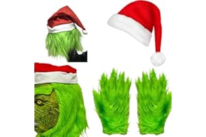 TAILORED TIDIES Christmas Green Big Monster Mask Santa Claus Halloween Csoplay Costume Props Xmas Funny Full Face Mask for Party
