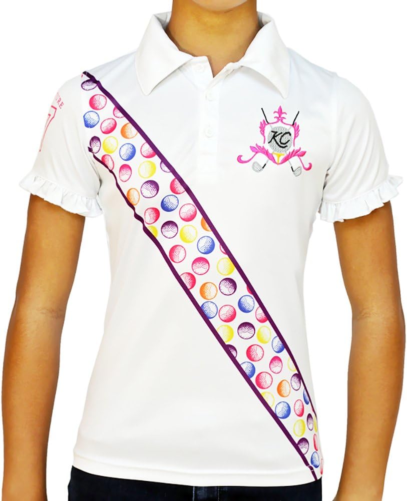Kissi Couture Little Girls Golf Sash Polo Shirt with Green Bling