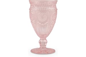 Weddingstar Vintage Inspired Pressed Glass Goblet, Blush Pink, 10 Fluid Ounces