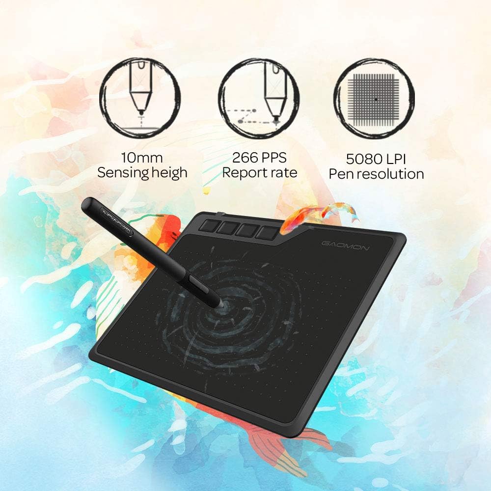 GAOMON S620 6.5 x 4 Inches Graphics Tablet with 8192 Pressure 4 Express Keys and Battery-Free Pen for Digital Drawing & OSU on Mac Win Android Device: Computers & Accessories