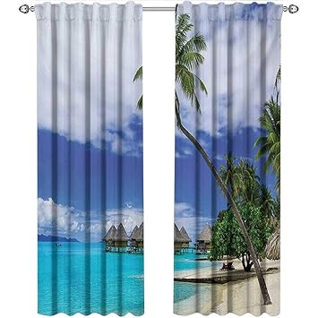 Amazon Com Shenglv Tropical Kitchen Curtains Valances Water
