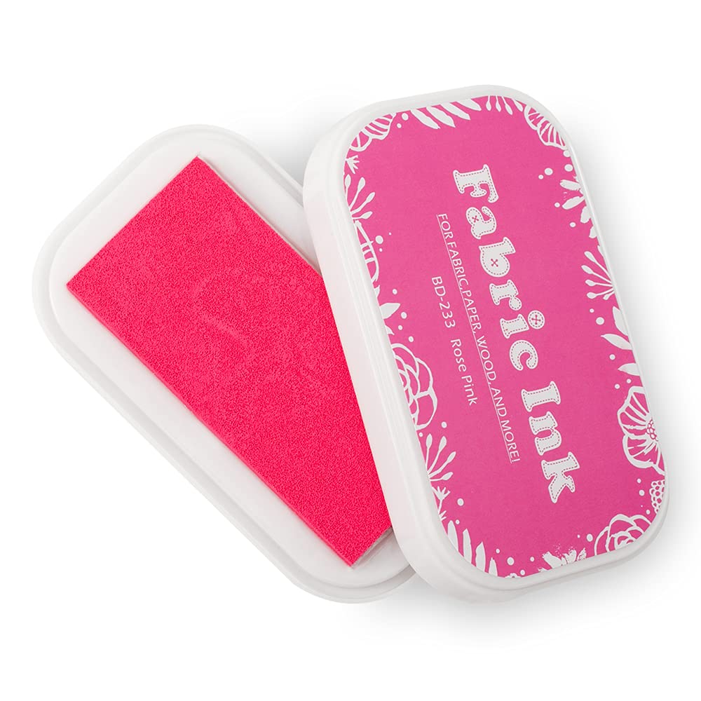 Fabric Ink Pad, Washable Craft Ink Pads for Stamping, Permanent Stamps Partner DIY Color for Card Making, Finger Prints Art (233 Pink)