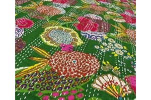 FashionShopmart Floral Print Twin Size Kantha Quilt, Kantha Blanket, Bed Cover, Twin Kantha Bedspread, Bohemian Bedding Kantha Size 90 Inch x 60 Inch, Bohemian Decor
