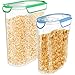 Vremi Plastic Cereal Containers Storage Set with Lids - 2 Pack BPA Free 3L and 5 Liter Dry Food Container Set with Pour Spout and Airtight Silicone Seal Holds 12 or 21 Cups of Snacks Pasta or Pet Food