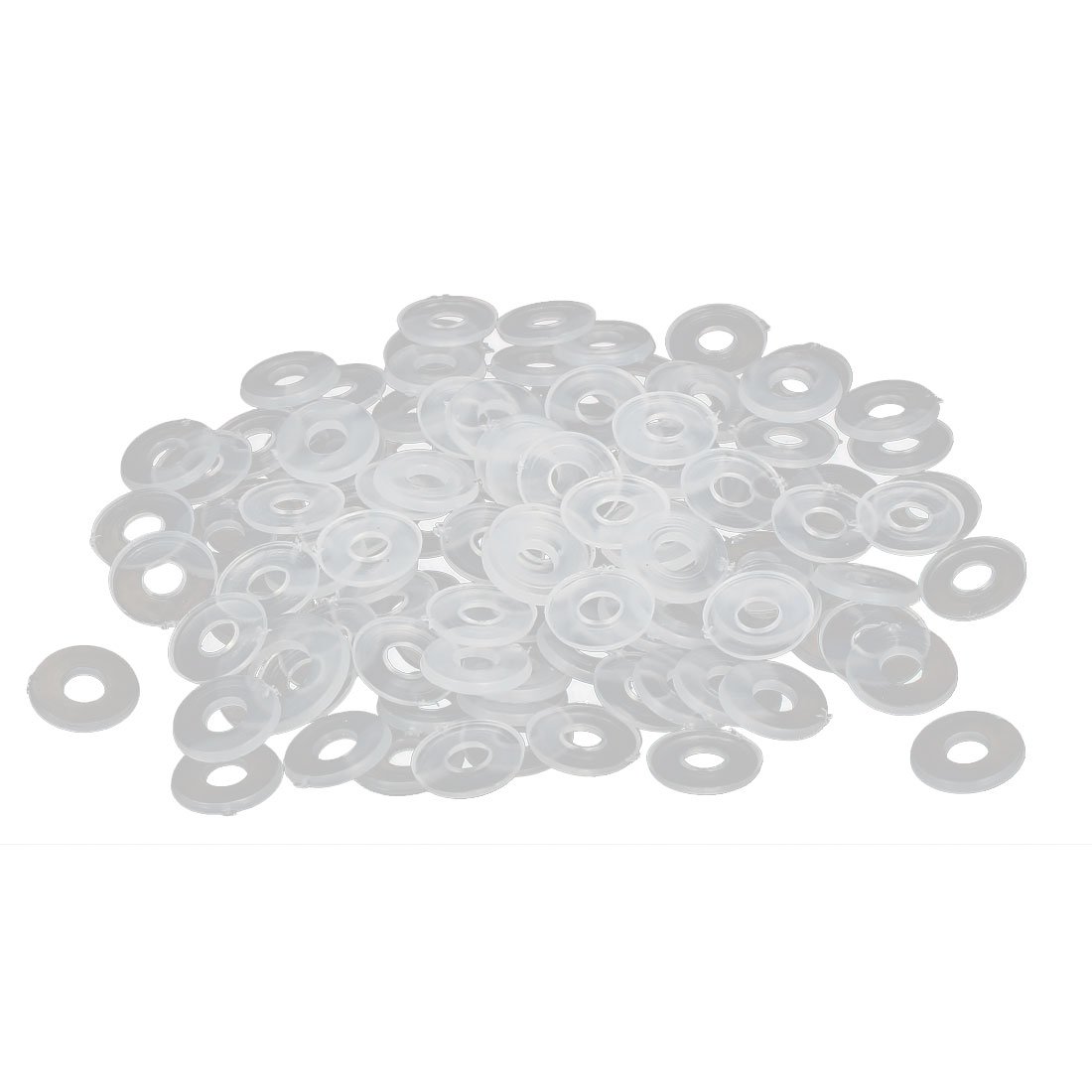 sourcingmap Plastic Flat Washers 8mm OD 3mm ID 1mm Thickness Sealing Gasket for Faucet Pipe Water Hose, White, Pack of 100