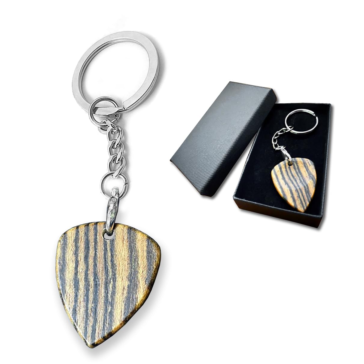 Strungout Guitar Plectrum Wooden Pick Pendant Keychain in Gift Box (Golden Sandal Wood)