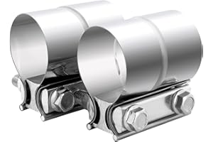 Vitonsbay 2.0 Inch Exhaust Clamp, 2 Inch Lap Joint Exhaust Band Clamp Sleeve Coupler Stainless Steel(2Pcs)