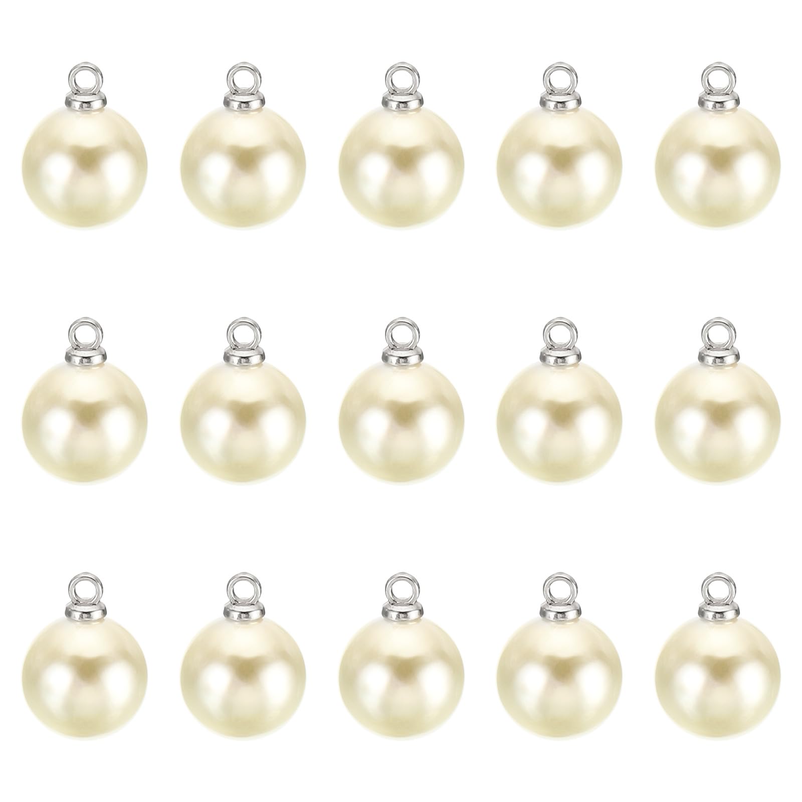 PATIKIL (10mm Pearl Charm, 150Pcs Pearl Beads Faux Pearl Pendant Charm Beautiful Designer DIY for Making s s Wedding Crafts,Silver Beige