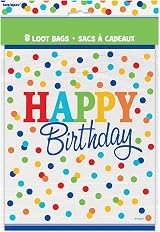 Unique Party Rainbow Polka Dot Party Bags Pack of 8 23cm x 18cm view 2