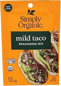 Simply Organic Mild Taco Seasoning, Certified Organic, Vegetarian, 1 Oz