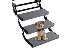 RISTOW RV Step Covers 3 Pack 18" Wide RV Step Rug with Install Hooks Fit 8-11" Deep Camper Step Cover RV Stair Covers Ideal for Wide Radius Steps - Grey