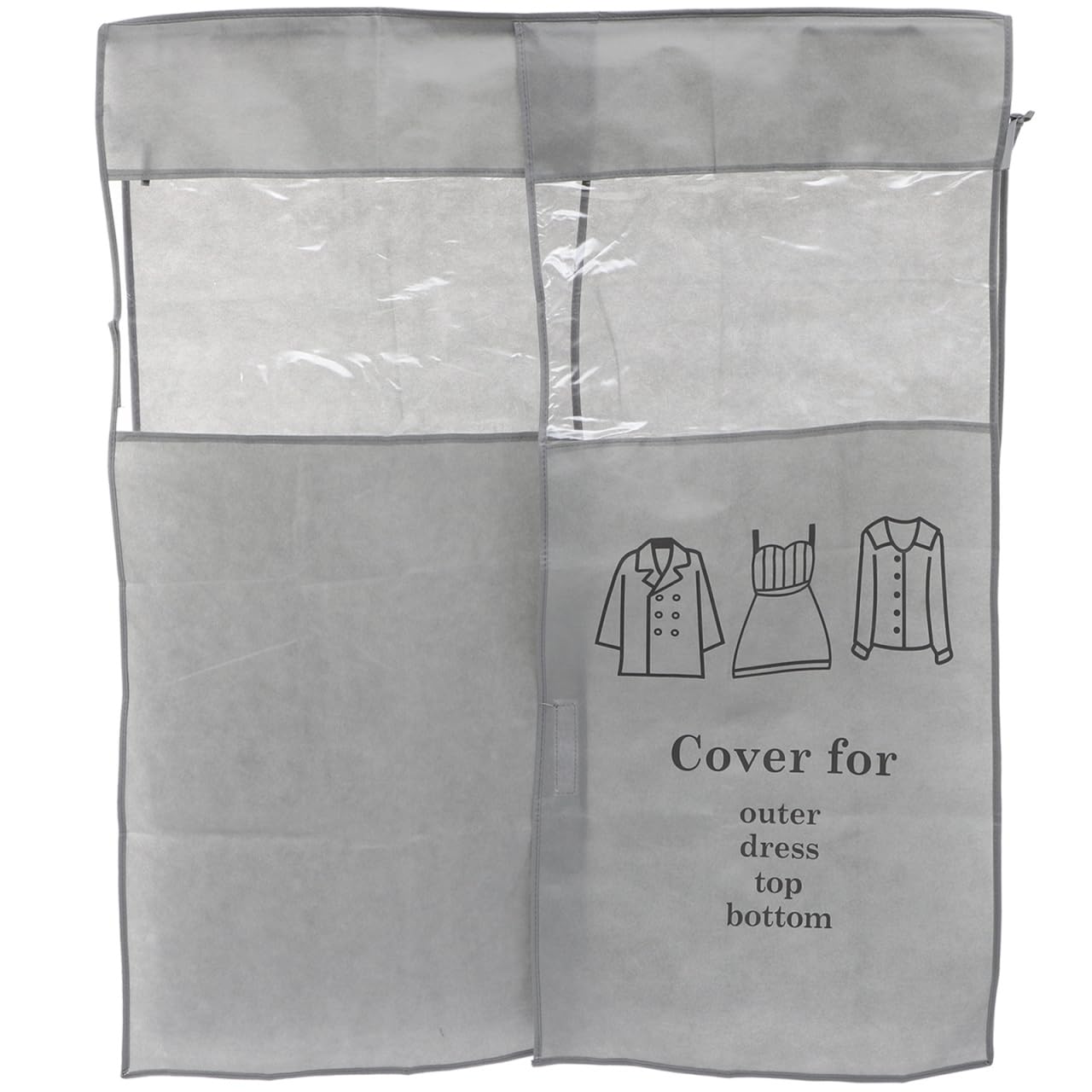 Housoutil Garment Bag Cover 42.13X36.61 Inch Non-Woven Dust Hood for Clothes Rail Water Resistant Storage Bag with Clear Window for Suits Shirts Coats