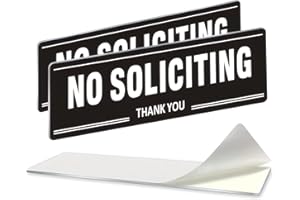 Bagstar (2 Pack) Metal Self-Adhesive No Soliciting Sign for Door, 7.5" x 2.5" No Soliciting Sign for House, Business, Office, Window, Weather Resistant, No Fade, Rust Free