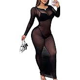 Sliot Transparent Dress Sheer Dresses for Women Sexy Sheer Mesh Dress Bodycon Dress Mesh Long Dress