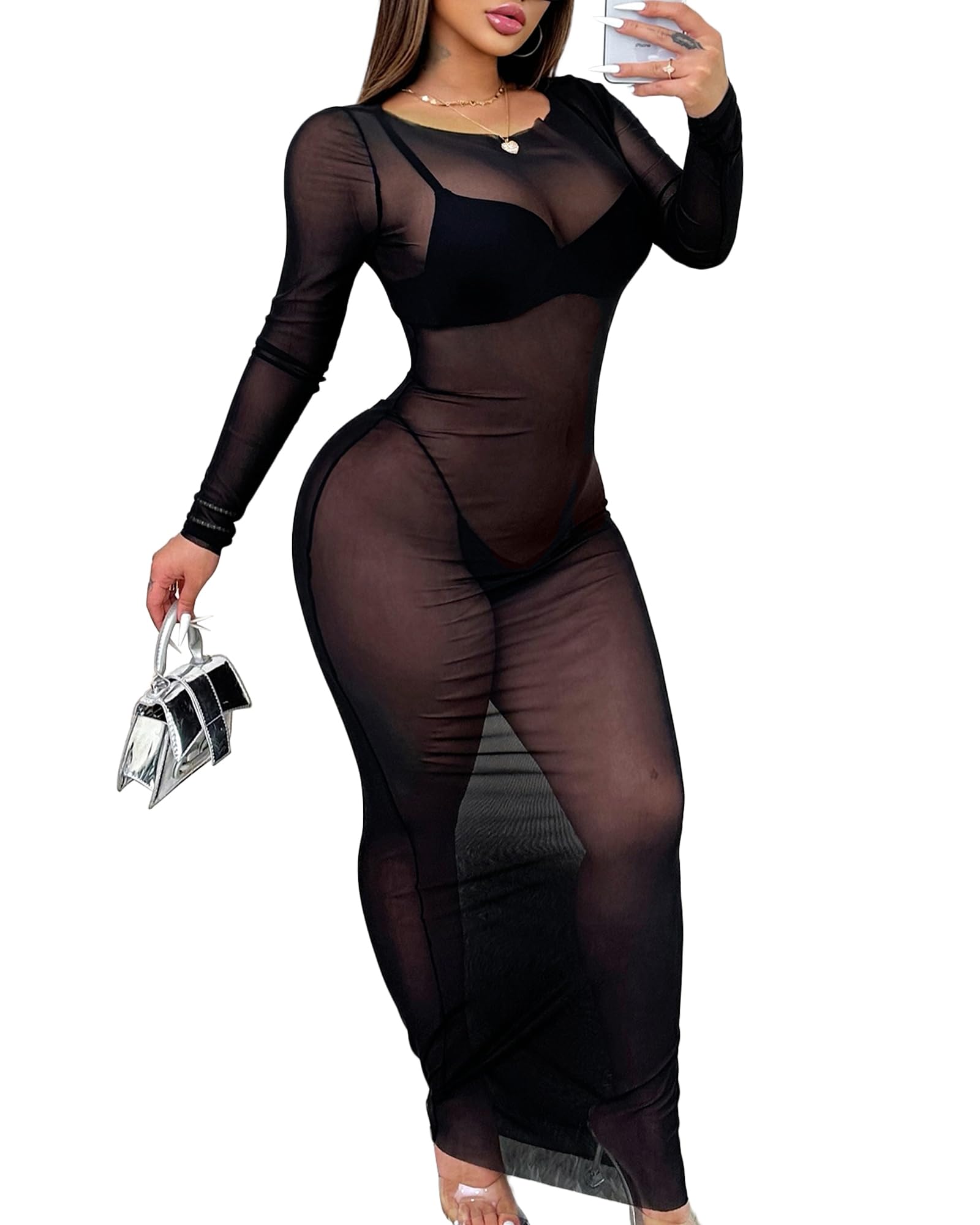 Transparent Dress Sheer Dresses For Women Sexy Sheer Mesh Dress Bodycon 