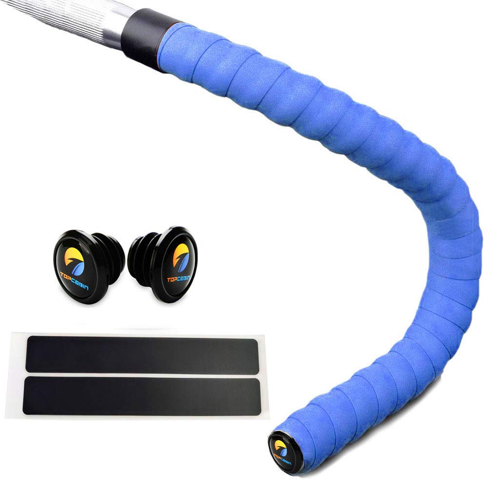 TOPCABIN® Bicycle Handlebar Tape Non-Slip Comfort GEL Road Bike Handlebar Tape Bike Bar Tape with Reflective Bar Plugs (# Dark Blue)
