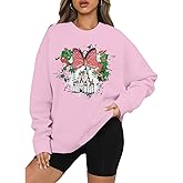 LUKYCILD Magic Kingdom Sweatshirts for Women Castle Oversized Sweatshirt Xmas Holiday Shirt Graphic Long Sleeve Pullover Tops