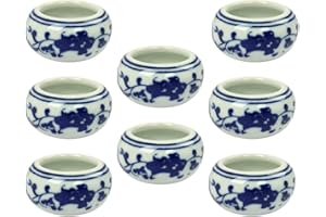 SEWACC 8pcs Ceramic Ink Plates Calligraphy Painting Ink Dish Brush Container Set for Art and Office Use