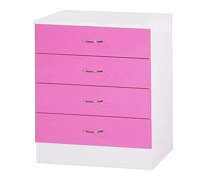 Alpha Pink White Chest Of 4 Drawers Wood Pink White 39x60x72