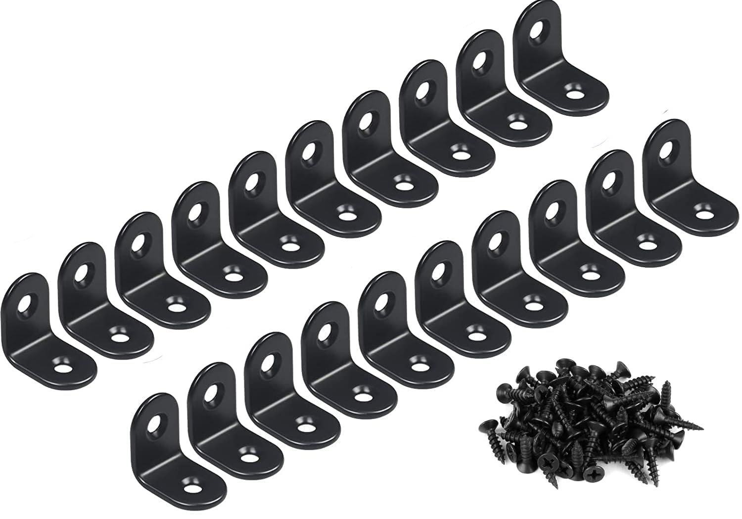 ZiYuya Corner Braces Metal L Bracket Heavy Duty Joint Right Angle Shelf Support Corner Braces Wall Bracket for Shelves Wood Furniture Cabinet (Black, 20 Pack, 20mm x 20mm)