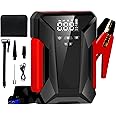 Jump Starter with Air Compressor, 4000A Peak Car Battery Jump Starter Portable (up to 10L Gas or 8.5L Diesel) with Emergency LED Light, Leather Storage Bag
