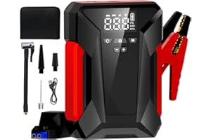 UINCLU Car Jump Starter, 4000A Peak Car Battery Charger with Air Compressor, 12V Jump Box for Car Battery (up to 10L Gas or 8.5L Diesel) with Emergency LED Light, Power Bank, Leather Storage Bag (Upgraded)