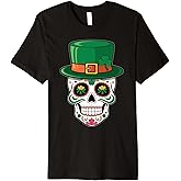 Sugar Skull With Shamrock Hat Festive Cheer St.Patrick's Day Premium T-Shirt