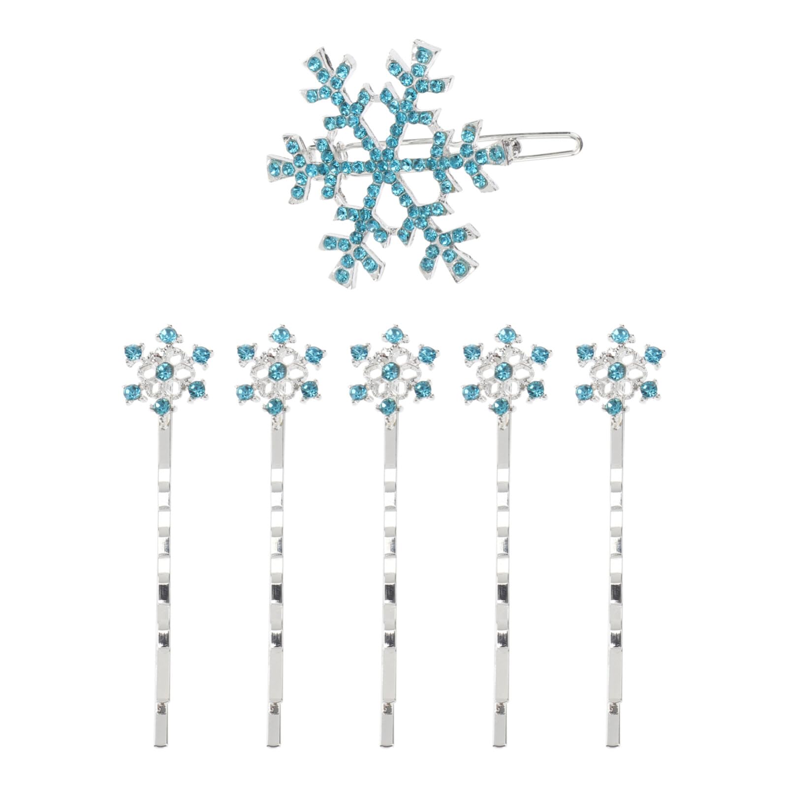 Luxshiny Snowflake Hairpins Set 6Pcs Kids Hair Clips Ribbon Barrettes Winter Hair Accessories for Christmas Parties and Everyday Styling