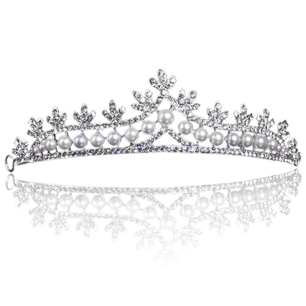 Abeillo Hochzeit Braut Perle Kronen-Stirnband Tiara Charmantes Strass Kopfstück Silber