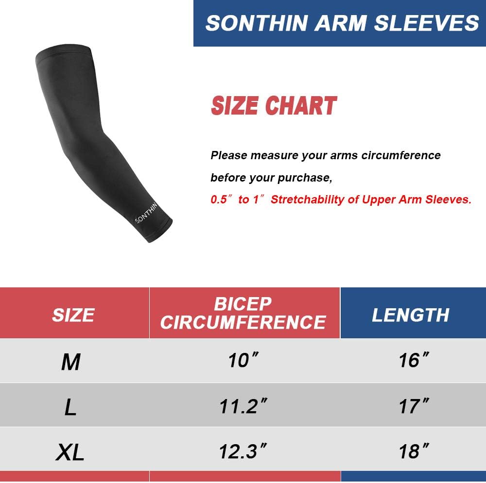 SONTHIN Arm Sleeves UV Protection Compression Sun Sleeves for Men Women Youth for Baseball Cycling Running Golf Basketball and More Sports(5 Colors Available,1 Pair): Clothing