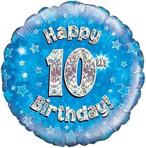 Oaktree 18" Happy 10th Birthday Blue Holographic