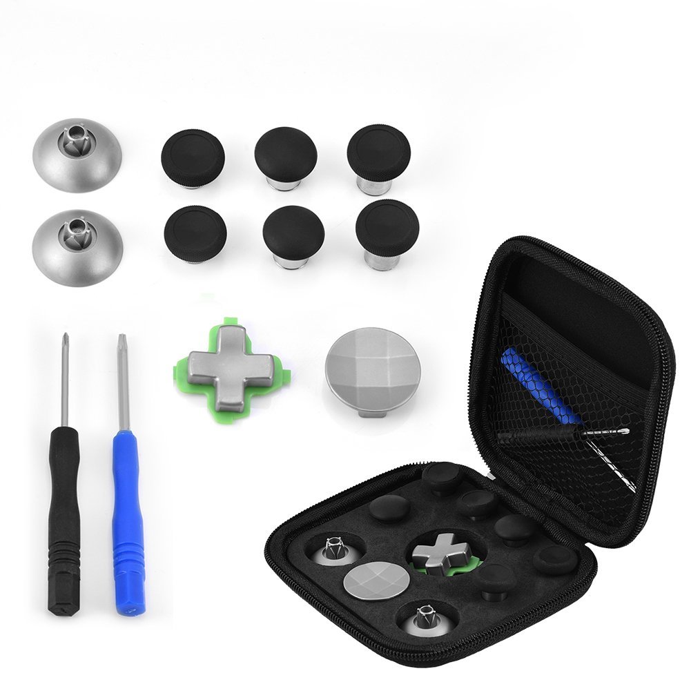 Eboxer 10 in 1 Metal Magnetic Thumbsticks Analog Sticks Joysticks Replacement Repair Kits with Screwdrivers & Magnetic Base & Directional Buttons & Cloth Case for PS4/XBOX ONE Joystick